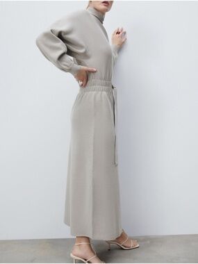Zara Textured Knit Sweater Maxi Dress S